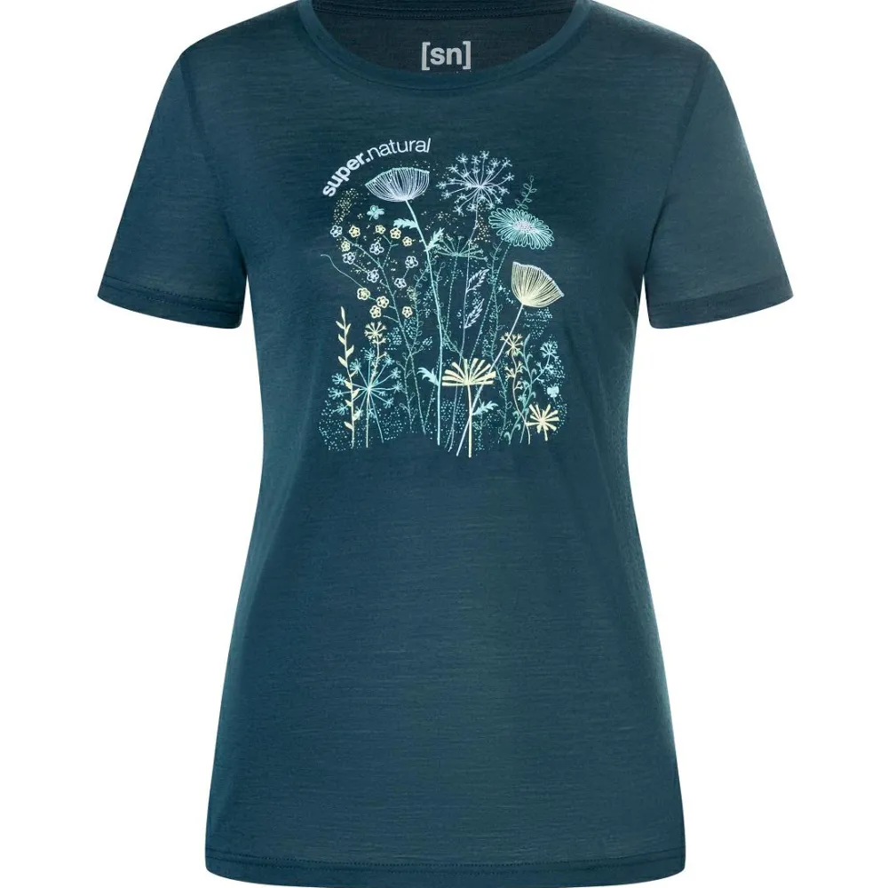 super.natural - Women's Rock Flowers Tee - Merinoshirt New