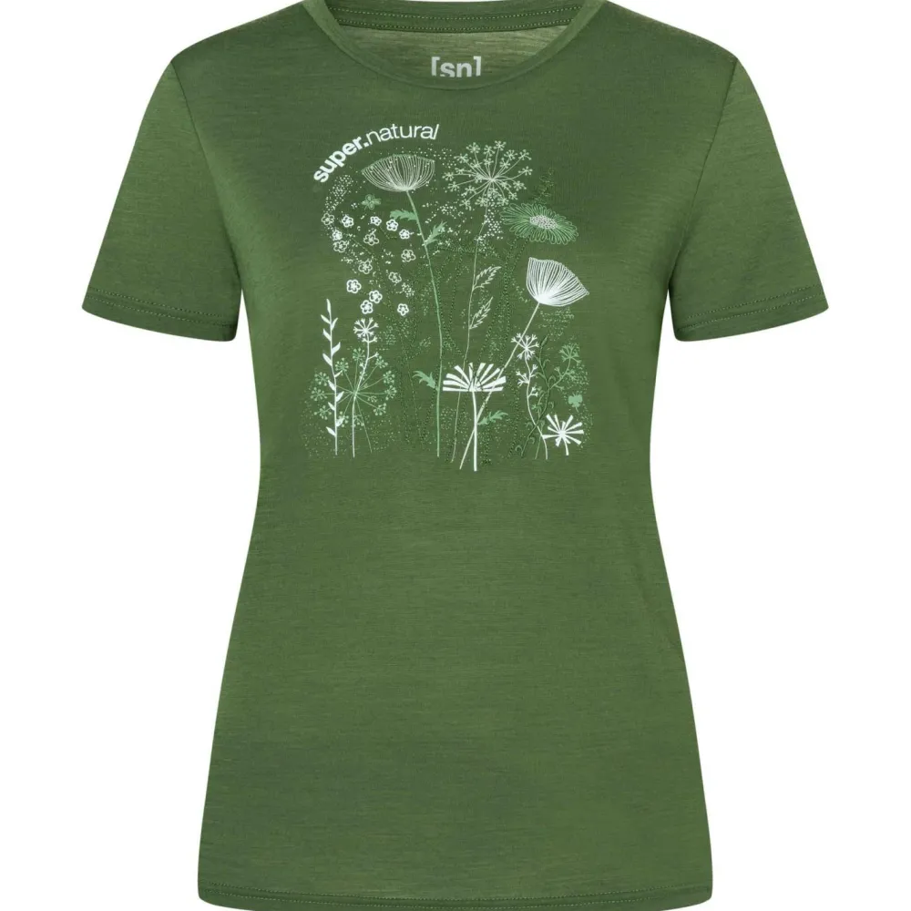 super.natural - Women's Rock Flowers Tee - Merinoshirt New