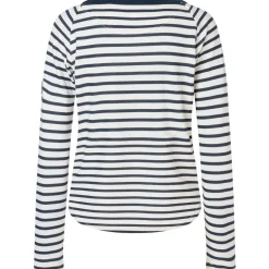 super.natural - Women's Sea Horse Stripe Bio Crew - Merinolongsleeve Fresh White / Navy Stripe / Salute Discount