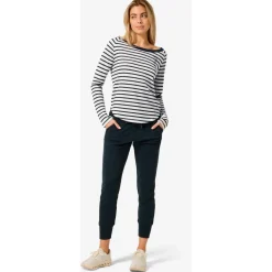 super.natural - Women's Sea Horse Stripe Bio Crew - Merinolongsleeve Fresh White / Navy Stripe / Salute Discount