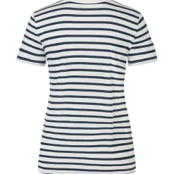 super.natural - Women's Stripe Cote D'Azur Bio Jersey Tee - Merinoshirt Fresh White / Navy Stripe / Salute Clearance