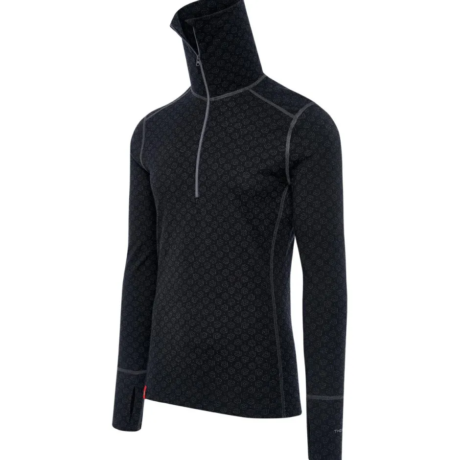 Thermowave Trekkingbekleidung|Merinounterwäsche-- Merino Xtreme L/S Shirt 1/2 Zip Turtle Neck - Merinounterwäsche Black / Dark Grey Melange