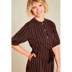 Tranquillo Alltagsbekleidung-- Women's Blusenkleid in Leinenoptik - Kleid Black