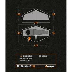 Vango Trekkingzelte|Trekkingausrüstung-- Apex Compact 100 - 1-Personen Zelt Forest Green