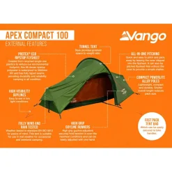 Vango Trekkingzelte|Trekkingausrüstung-- Apex Compact 100 - 1-Personen Zelt Forest Green
