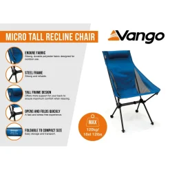 Vango - Micro Tall Recline Chair - Campingstuhl India Ink Online
