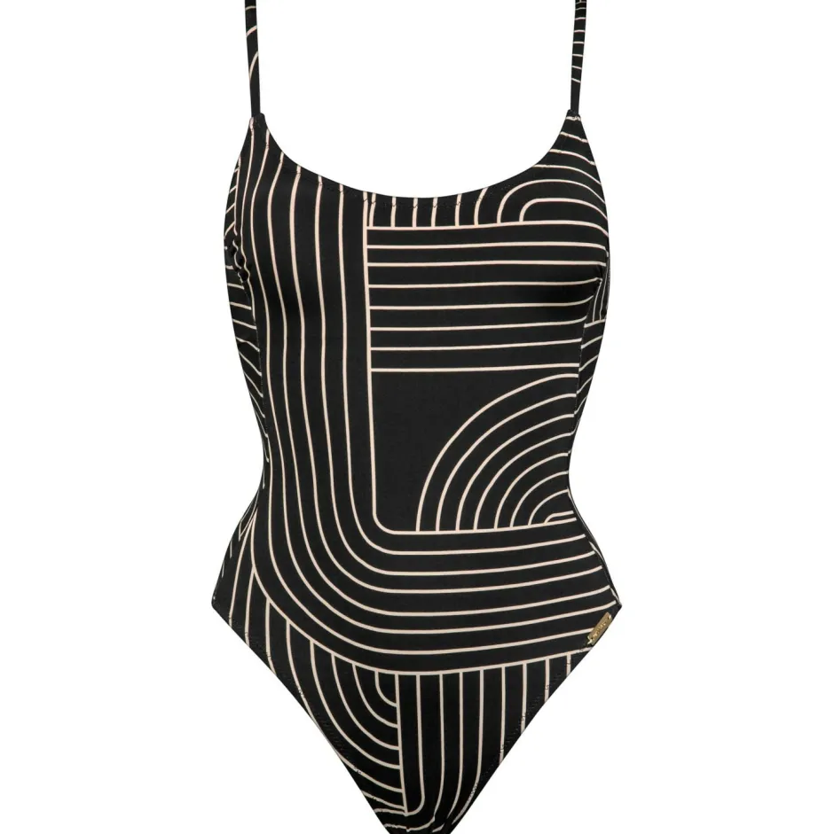 Watercult Bademode-- Women's Line Set Swimsuit No. 8350 - Badeanzug Black / Tofu