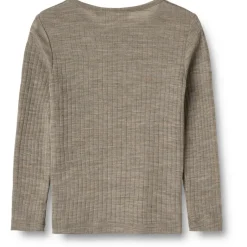 Kinder WHEAT - Kid's Gestreiftes Langarm-Shirt Wool / Silk - Merinounterwäsche