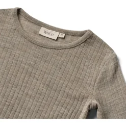 Kinder WHEAT - Kid's Gestreiftes Langarm-Shirt Wool / Silk - Merinounterwäsche