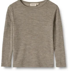 Kinder WHEAT - Kid's Gestreiftes Langarm-Shirt Wool / Silk - Merinounterwäsche